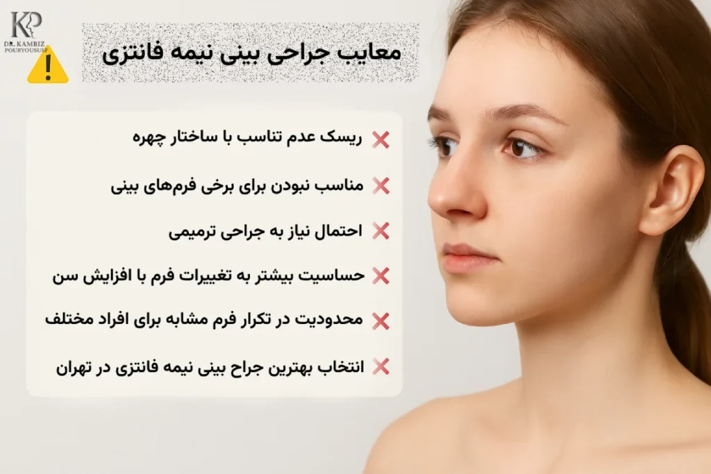 معایب جراحی بینی نیمه فانتزی- بهترین جراح بینی نیمه فانتزی در تهران